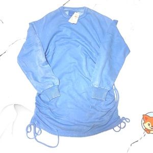 NWT - AE Side-Clinch Fleece Mini Dress (Light Blue Dyed)